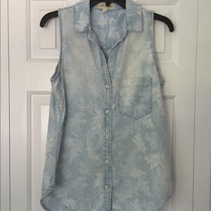 Cloth and stone chambray palm leaf top